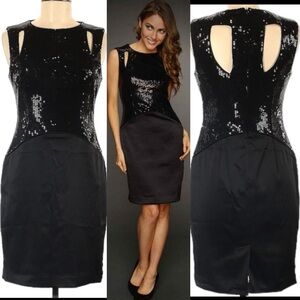 Vince Camuto Black Sequin Sheath Dress